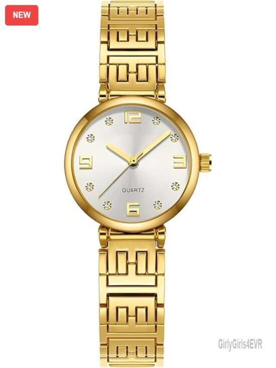 Stainless Steel Waterproof Analog Quartz Wrist Watch with Rhinestone Markers